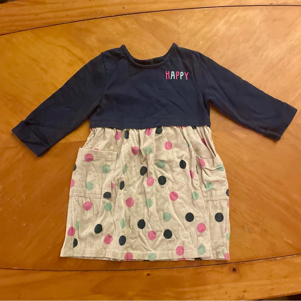 Healthtex Navy and Polka Dot Kids Dress